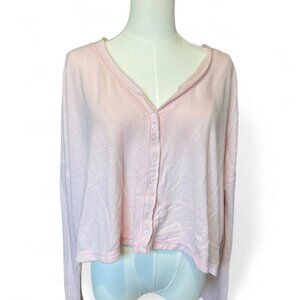 out from under pink sheer long sleeve top with button front